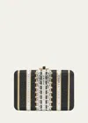 Judith Leiber Lattice Crystal Slim Clutch Bag In Champagne Jet Mul