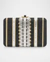Judith Leiber Lattice Crystal Slim Clutch Bag In Champagne Jet Multi