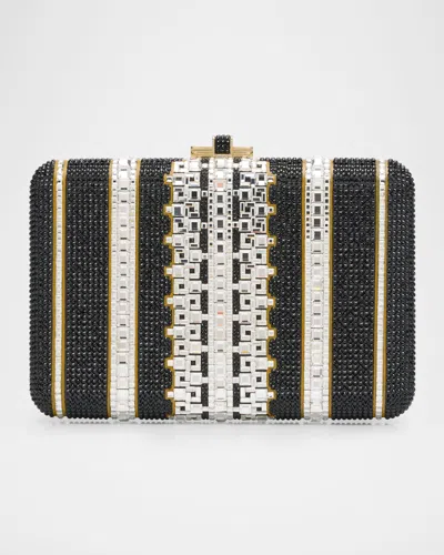 Judith Leiber Lattice Crystal Slim Clutch Bag In Champagne Jet Multi