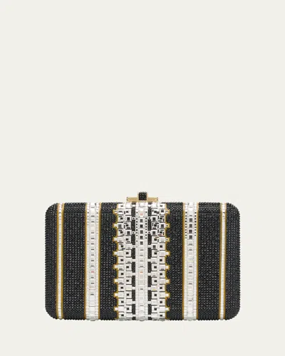 JUDITH LEIBER LATTICE CRYSTAL SLIM CLUTCH BAG