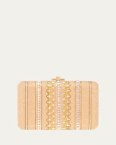 Judith Leiber Lattice Crystal Slim Clutch Bag In Gold