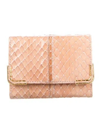 Pre-owned Judith Leiber Leather Animal Print Compact Wallet In Neutrals