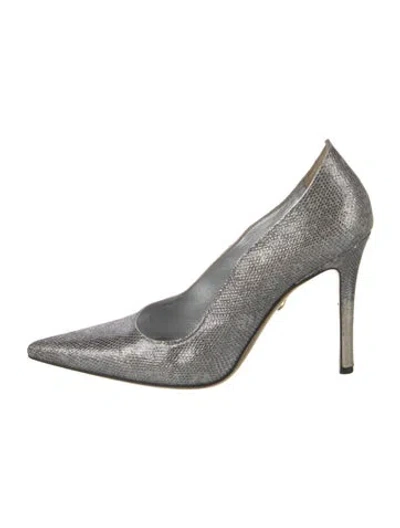 Pre-owned Judith Leiber Leather Animal Print Pumps In Silver