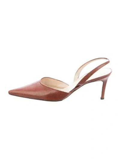 Pre-owned Judith Leiber Leather Animal Print Slingback Pumps In Pink
