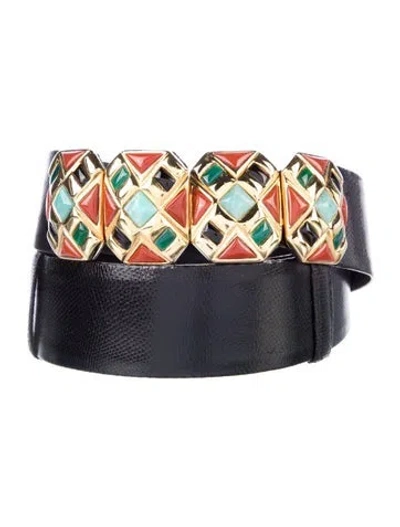 Pre-owned Judith Leiber Leather Belt In Black