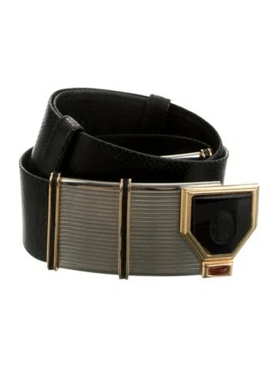 Pre-owned Judith Leiber Leather Belt In Black