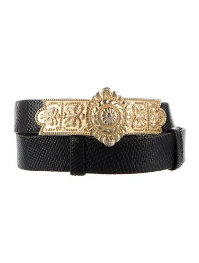 Pre-owned Judith Leiber Leather Belt In Black