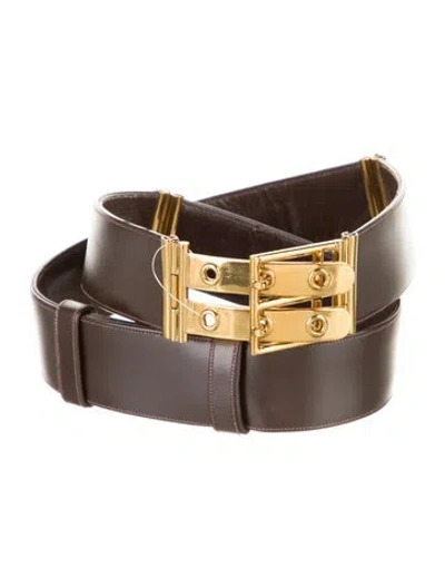Pre-owned Judith Leiber Leather Belt In Brown
