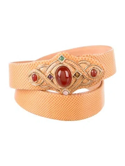 Pre-owned Judith Leiber Leather Belt In Brown