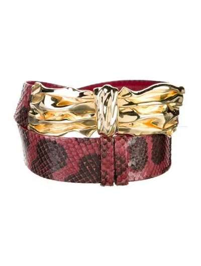 Pre-owned Judith Leiber Leather Belt In Burgundy