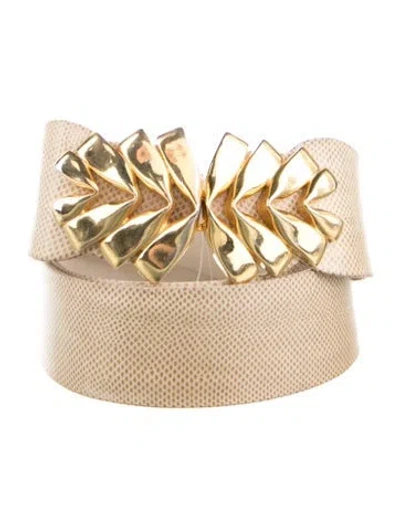 Pre-owned Judith Leiber Leather Belt In Neutral