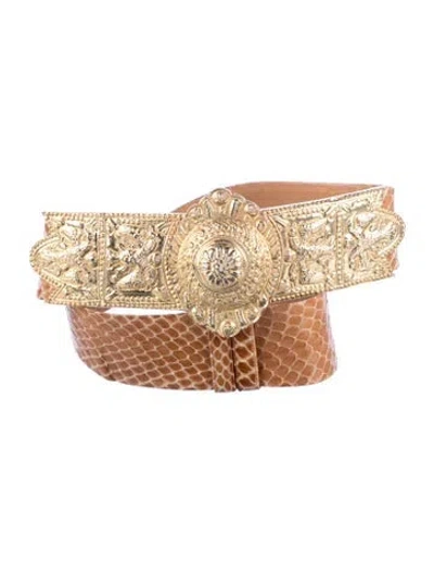 Pre-owned Judith Leiber Leather Belt In Neutral
