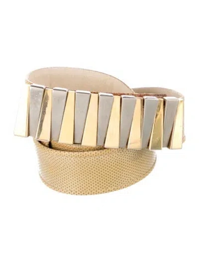 Pre-owned Judith Leiber Leather Belt In Neutrals