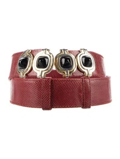 Pre-owned Judith Leiber Leather Belt In Red