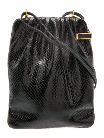 Pre-owned Judith Leiber Leather Bucket Bag In Black