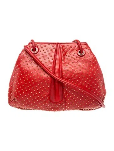 Pre-owned Judith Leiber Leather Bucket Bag In Red