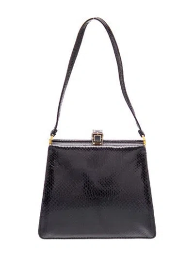 Pre-owned Judith Leiber Leather Clutch In Black