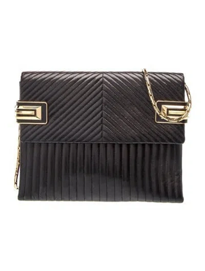 Pre-owned Judith Leiber Leather Clutch In Black