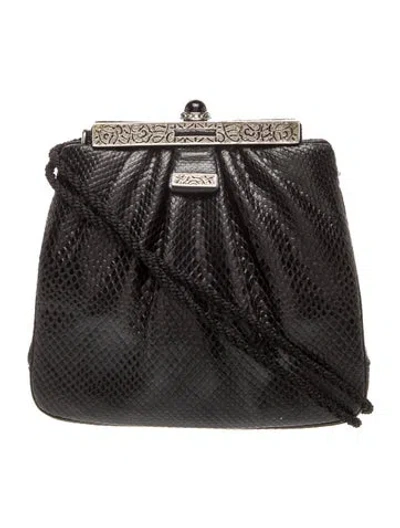 Pre-owned Judith Leiber Leather Clutch In Black