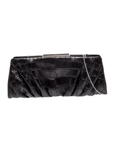 Pre-owned Judith Leiber Leather Clutch In Black