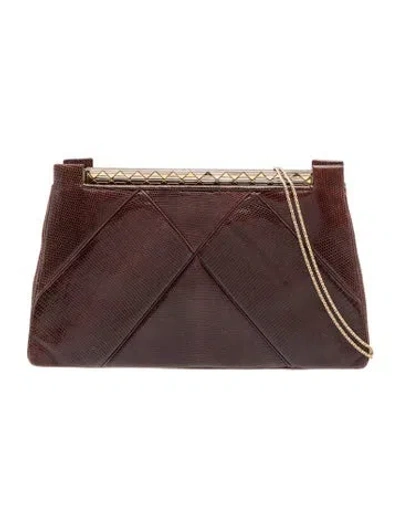 Pre-owned Judith Leiber Leather Clutch In Brown