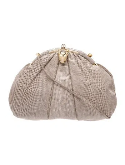 Pre-owned Judith Leiber Leather Clutch In Brown