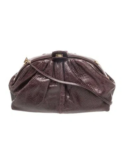 Pre-owned Judith Leiber Leather Clutch In Burgundy