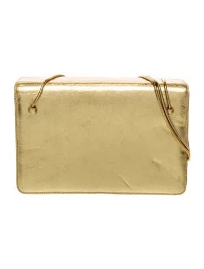 Pre-owned Judith Leiber Leather Clutch In Gold