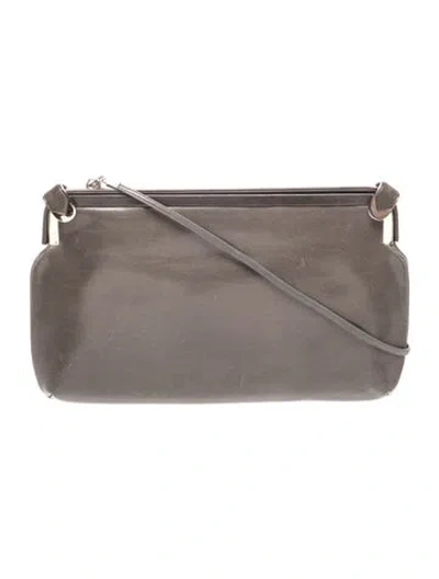 Pre-owned Judith Leiber Leather Clutch In Grey