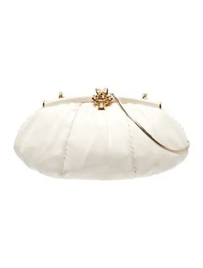 Pre-owned Judith Leiber Leather Clutch In Neutrals