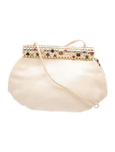 Pre-owned Judith Leiber Leather Clutch In Neutrals
