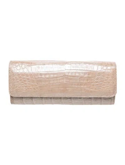 Pre-owned Judith Leiber Leather Clutch In Neutrals