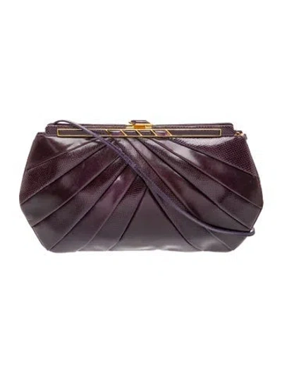 Pre-owned Judith Leiber Leather Clutch In Purple