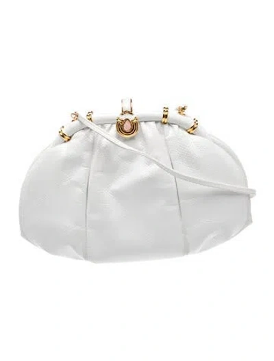 Pre-owned Judith Leiber Leather Clutch In White