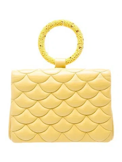 Pre-owned Judith Leiber Leather Clutch In Yellow