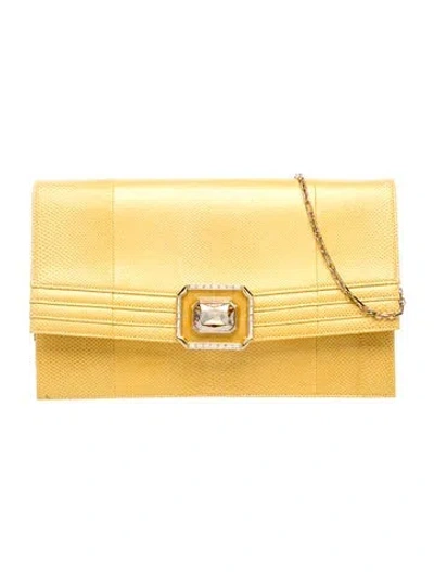 Pre-owned Judith Leiber Leather Clutch In Yellow