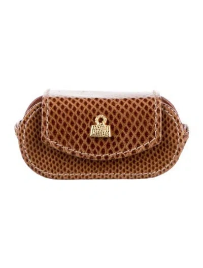 Pre-owned Judith Leiber Leather Coin Pouch In Brown