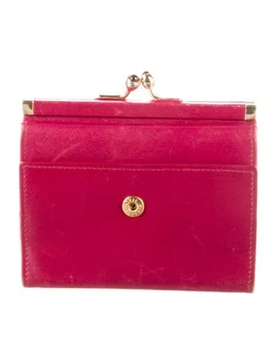 Pre-owned Judith Leiber Leather Coin Pouch In Burgundy