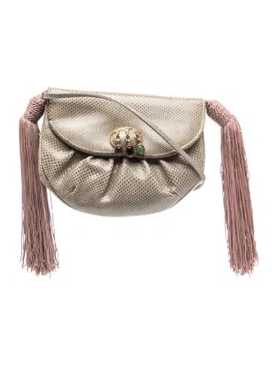 Pre-owned Judith Leiber Leather Crossbody Bag In Neutrals