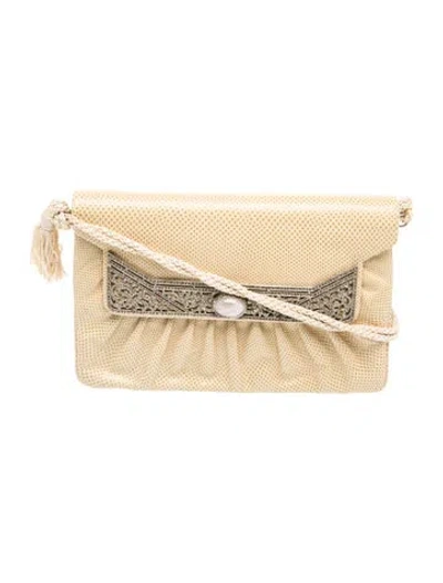 Pre-owned Judith Leiber Leather Crossbody Bag W/ Tags In Neutral