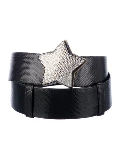 Pre-owned Judith Leiber Leather Crystal Embellishments Belt Kit In Black