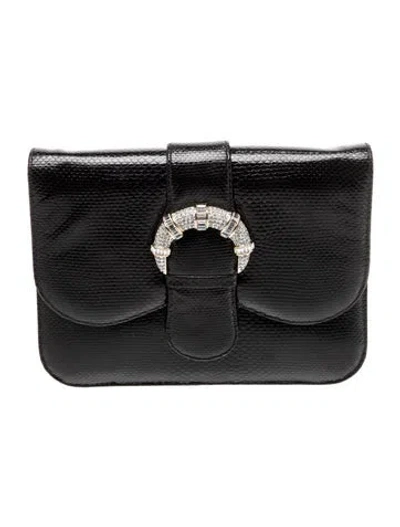 Pre-owned Judith Leiber Leather Evening Bag In Black