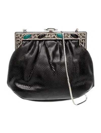 Pre-owned Judith Leiber Leather Evening Bag In Black
