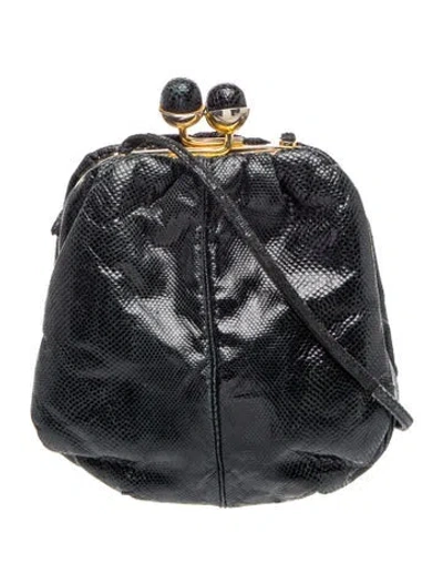 Pre-owned Judith Leiber Leather Evening Bag In Black