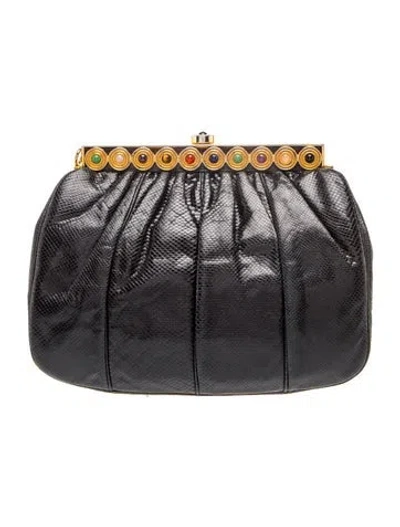 Pre-owned Judith Leiber Leather Evening Bag In Black