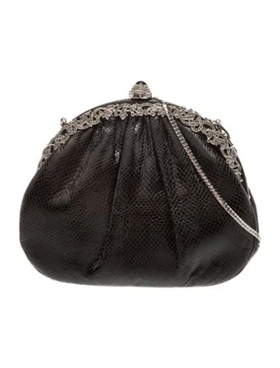 Pre-owned Judith Leiber Leather Evening Bag In Black