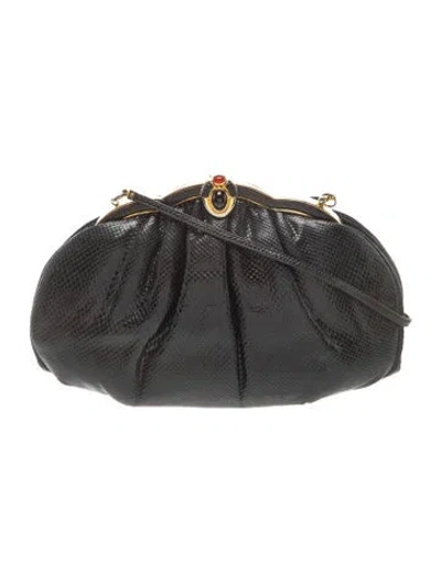 Pre-owned Judith Leiber Leather Evening Bag In Black