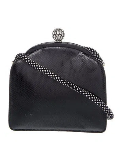 Pre-owned Judith Leiber Leather Evening Bag In Black