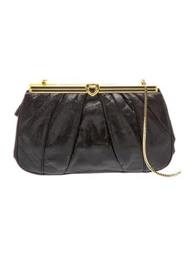 Pre-owned Judith Leiber Leather Evening Bag In Black