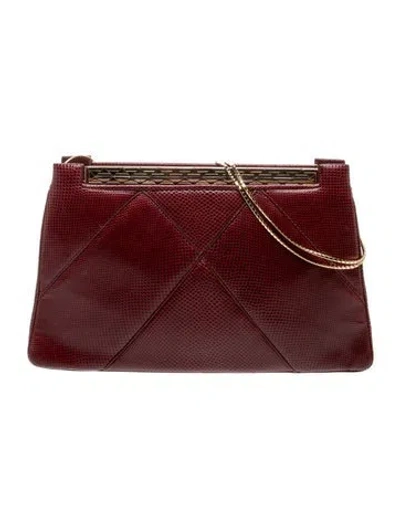 Pre-owned Judith Leiber Leather Evening Bag In Burgundy